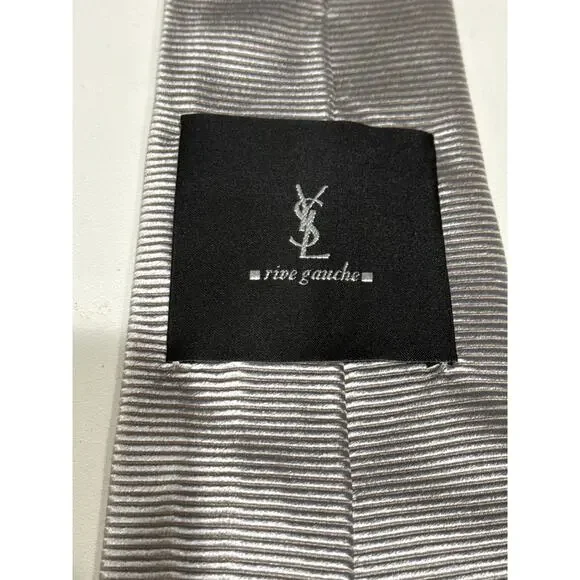 Yves Saint Laurent Rive Gauche Silver Tie, Mens - Picture 3 of 6